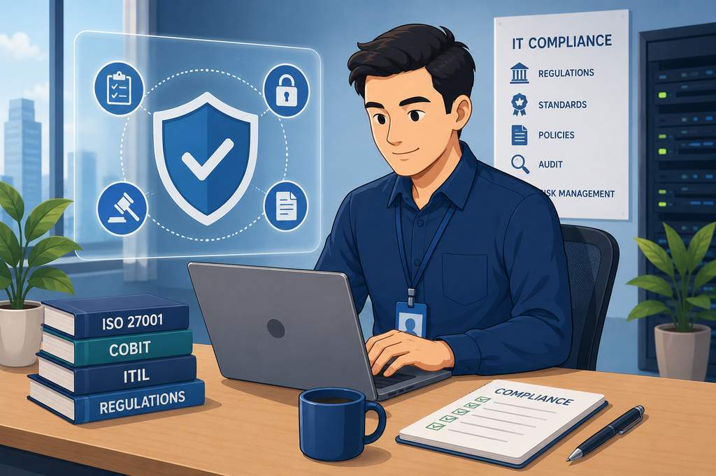 Schéma représentant la conformité informatique et la sécurité des données d'une entreprise